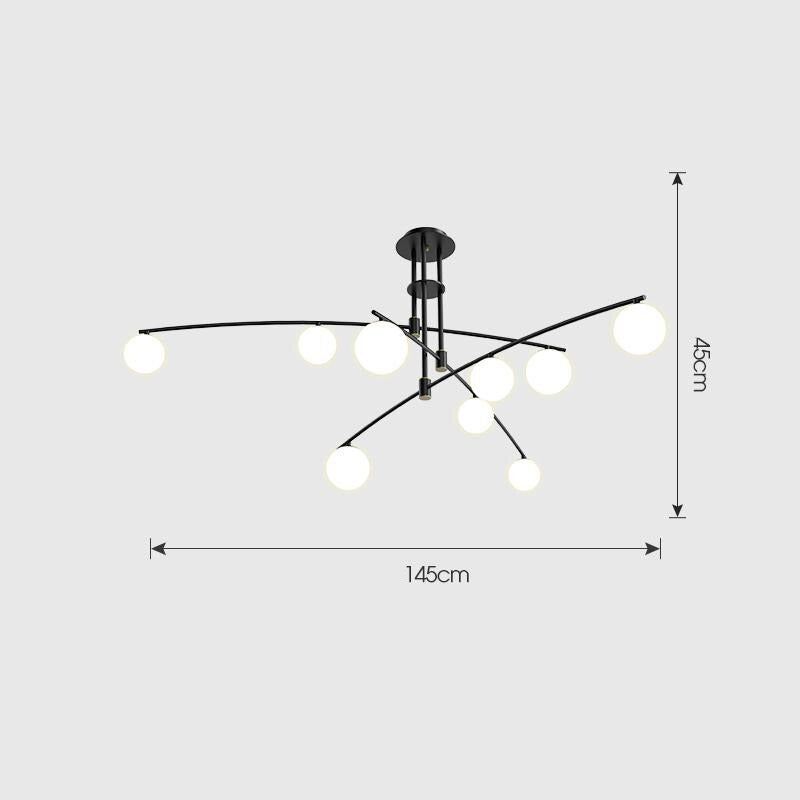Moderne gebogen kroonluchter met matte bollen - 1LCH4