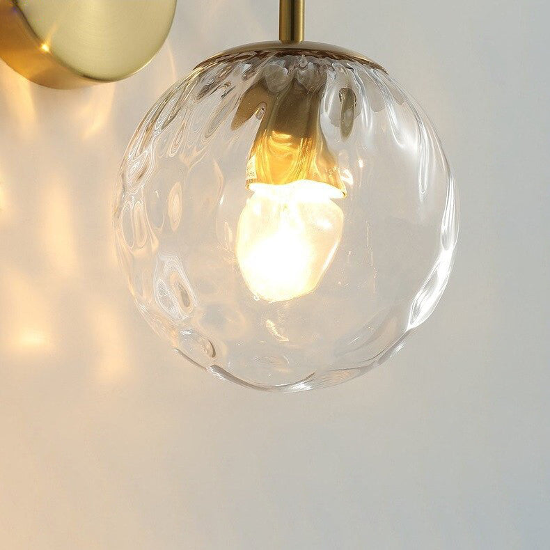 Glazen bol zwart messing wandlamp - 207GBWL