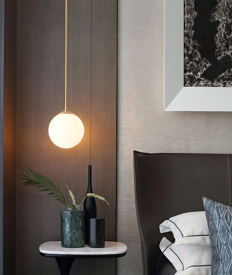 Hanglamp van wit matglas en messing - 202GPL