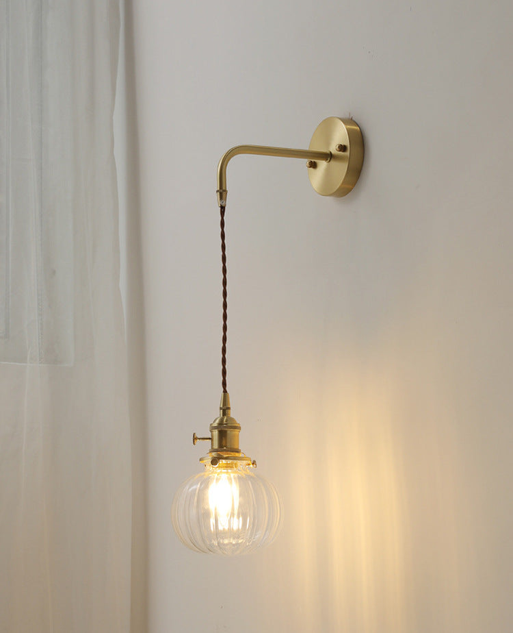 Messing wandlamp van verenglas - 205GBWL