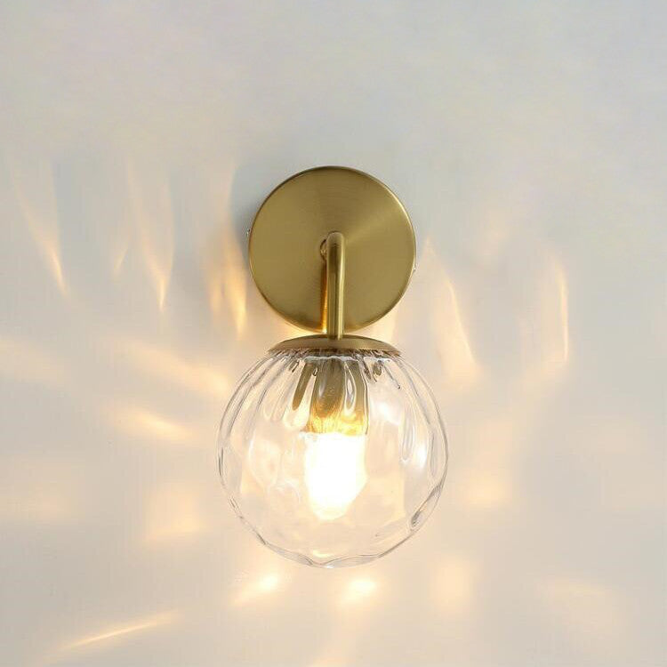 Glazen bol zwart messing wandlamp - 207GBWL