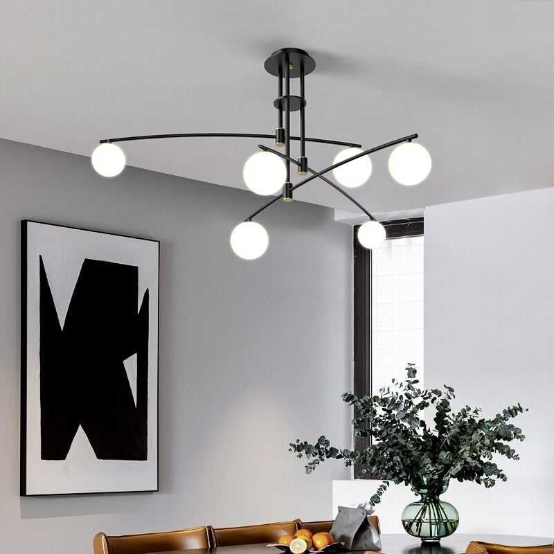 Moderne gebogen kroonluchter met matte bollen - 1LCH4