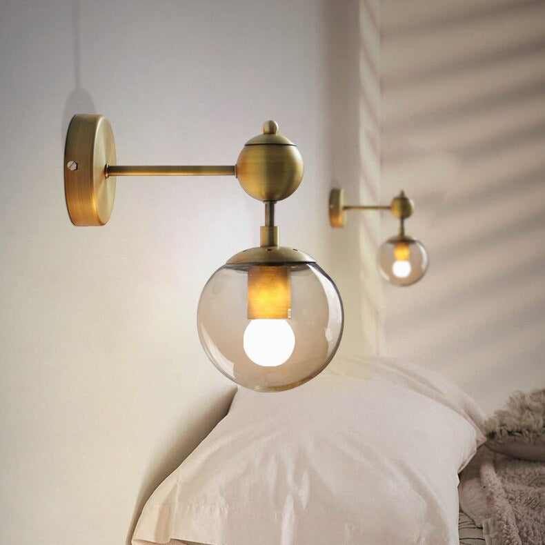 Gouden dubbele glazen wandlamp - 202GWL