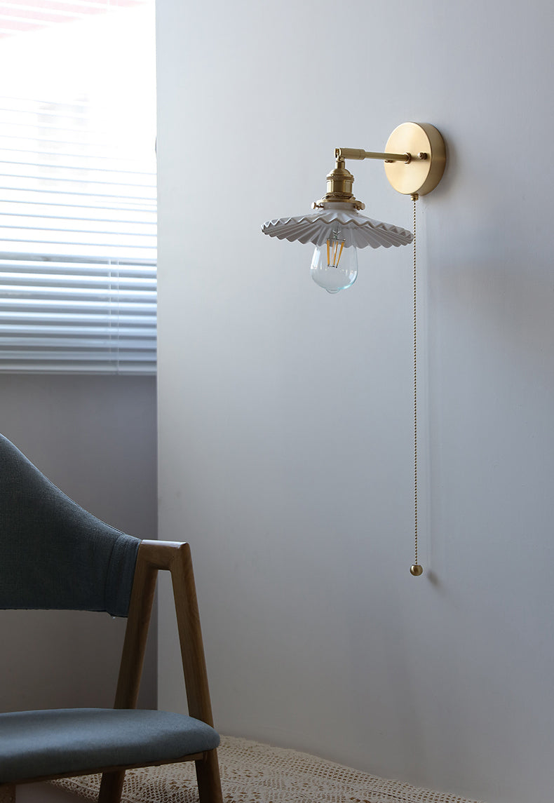 Witte keramische koperen wandlamp schans - 209ST