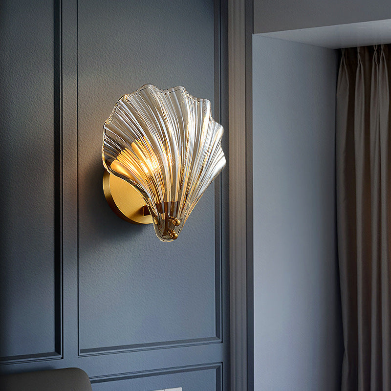 Shell Glas Messing Wandlamp - 202GBWL