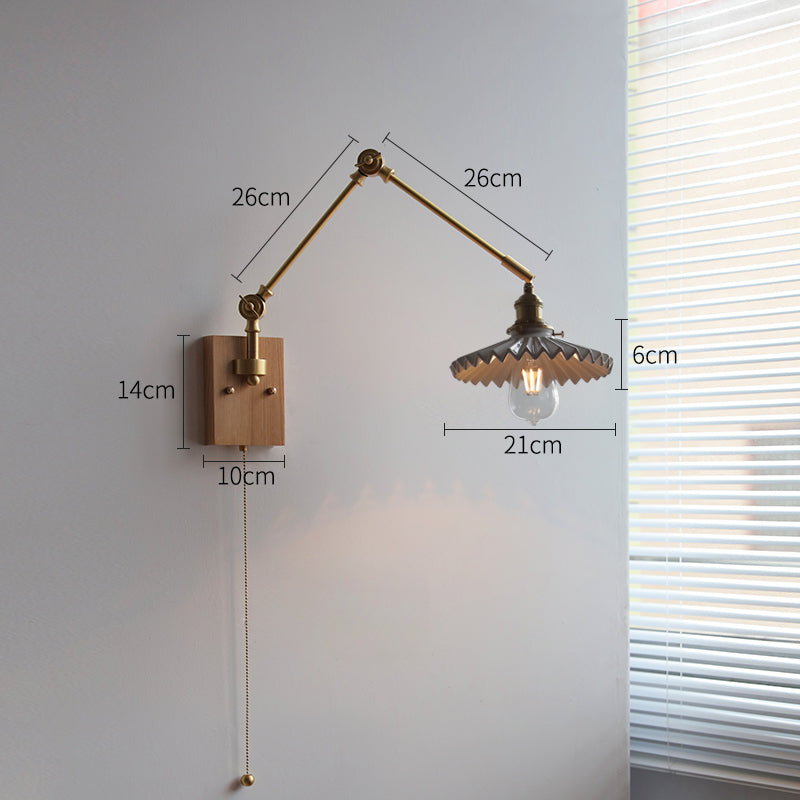 Keramische Wandlamp Met Eikenhouten Plaat - 115WL