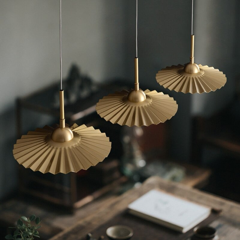 Gecanneleerde messing kristallen hanglamp - 104CL