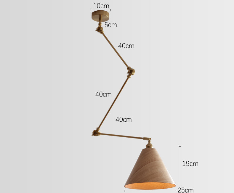 Houten messing hangende staaflamp - 101RPL