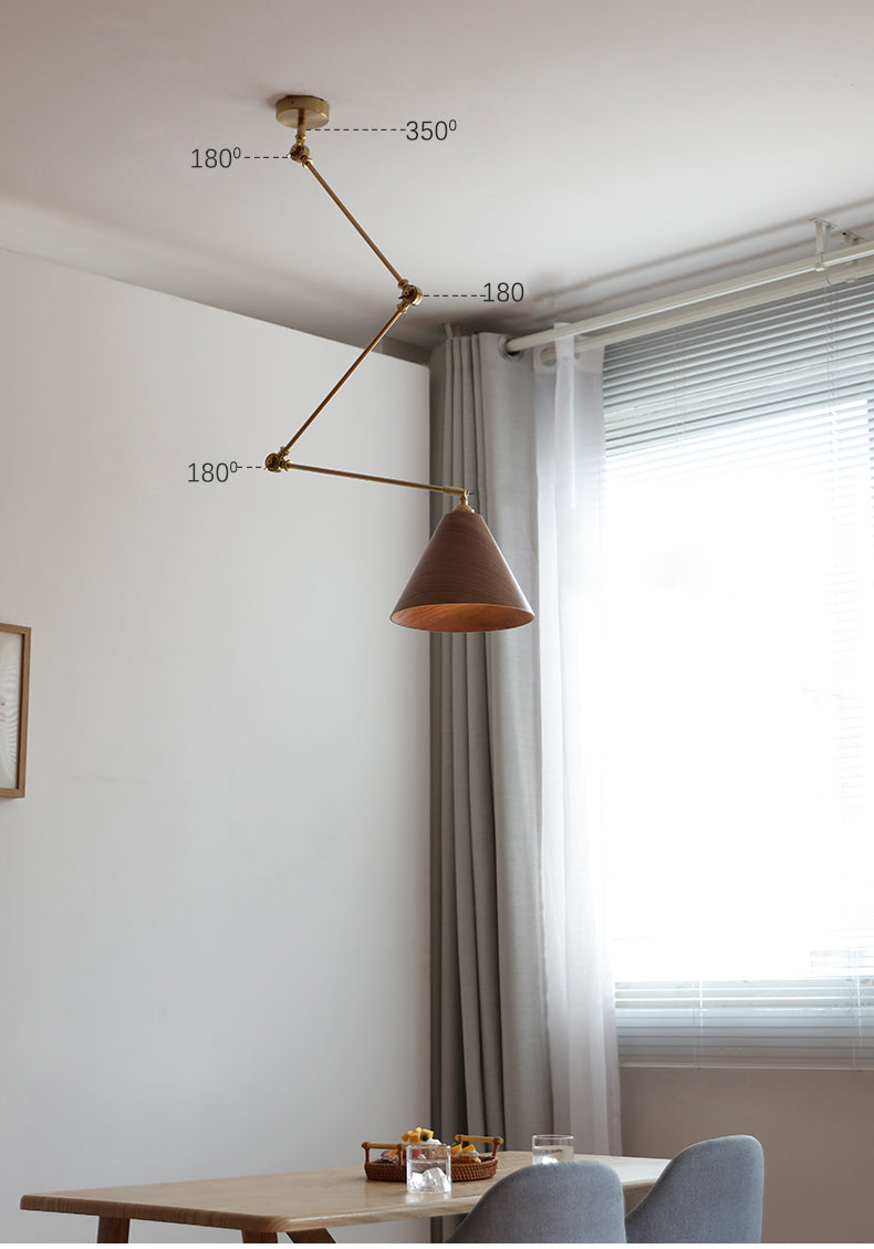 Houten messing hangende staaflamp - 101RPL
