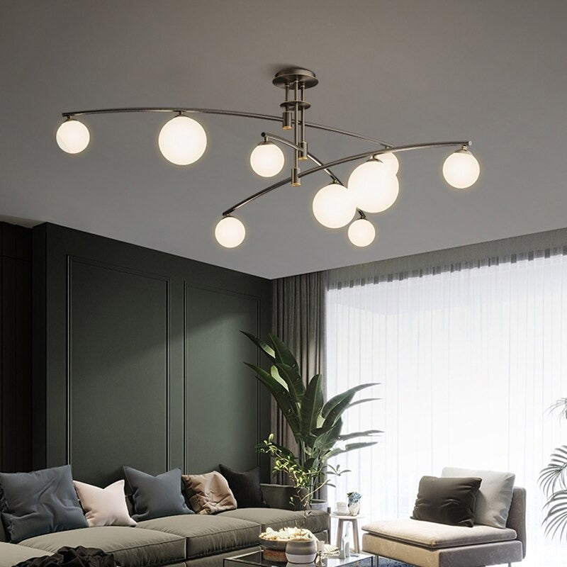 Moderne gebogen kroonluchter met matte bollen - 1LCH4