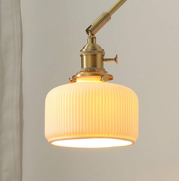 Keramische wandlamp met houten plaat - 106WL