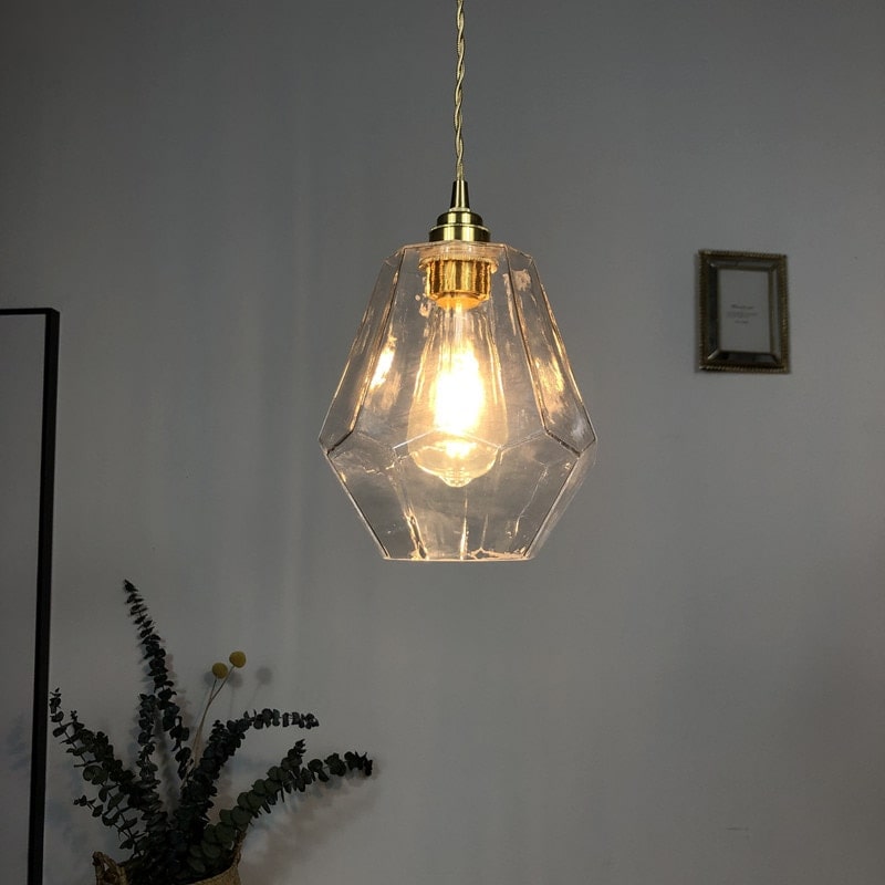 Octagon helder glazen hanglamp - 220GPL