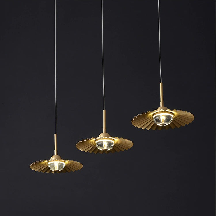 Gecanneleerde messing kristallen hanglamp - 104CL