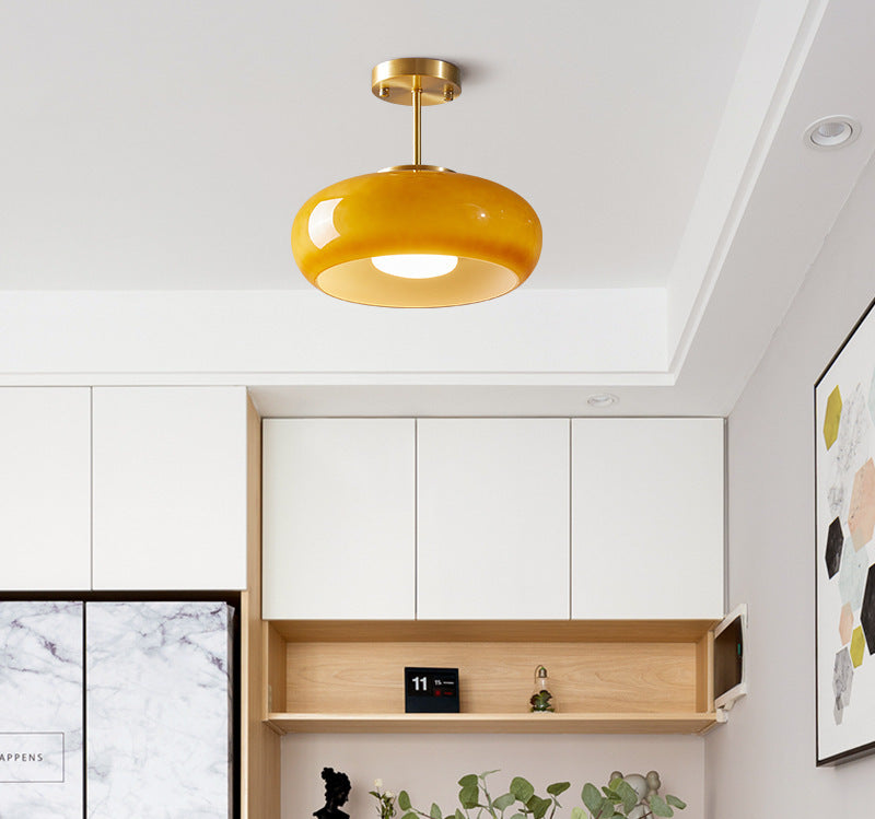 Amberkleurige retro glazen hanglamp - 231GPL