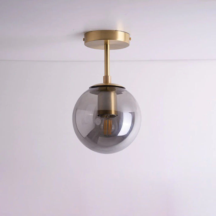 Hanglamp van wit matglas en messing - 205GPL