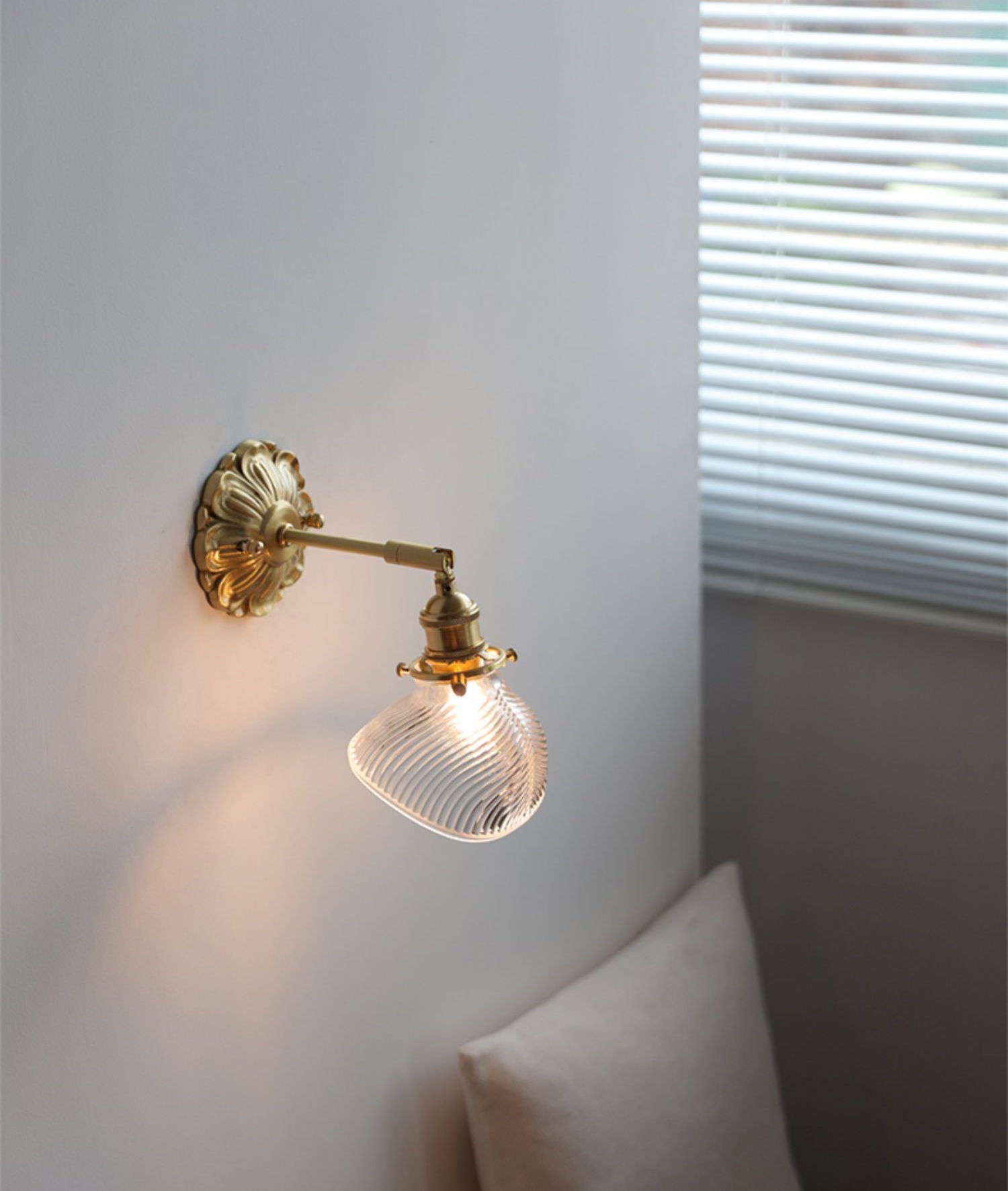 Glazen messing wandkandelaarlamp - 231GBWL