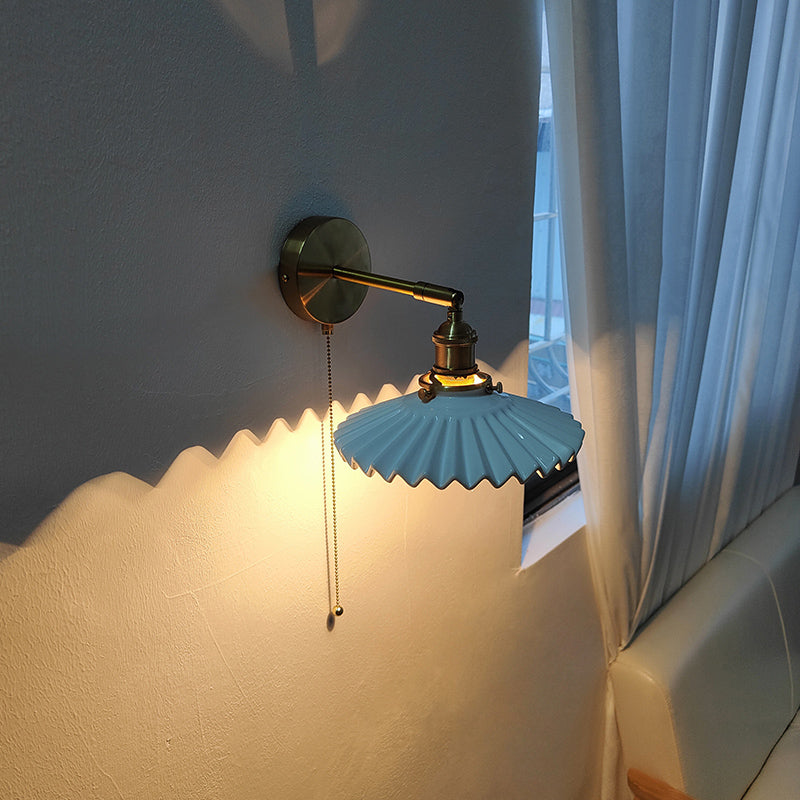 Gecanneleerde witte keramische wandlamp - 207ST