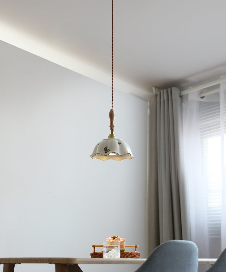 Bloem Keramiek Houten Hanglamp - 115PL