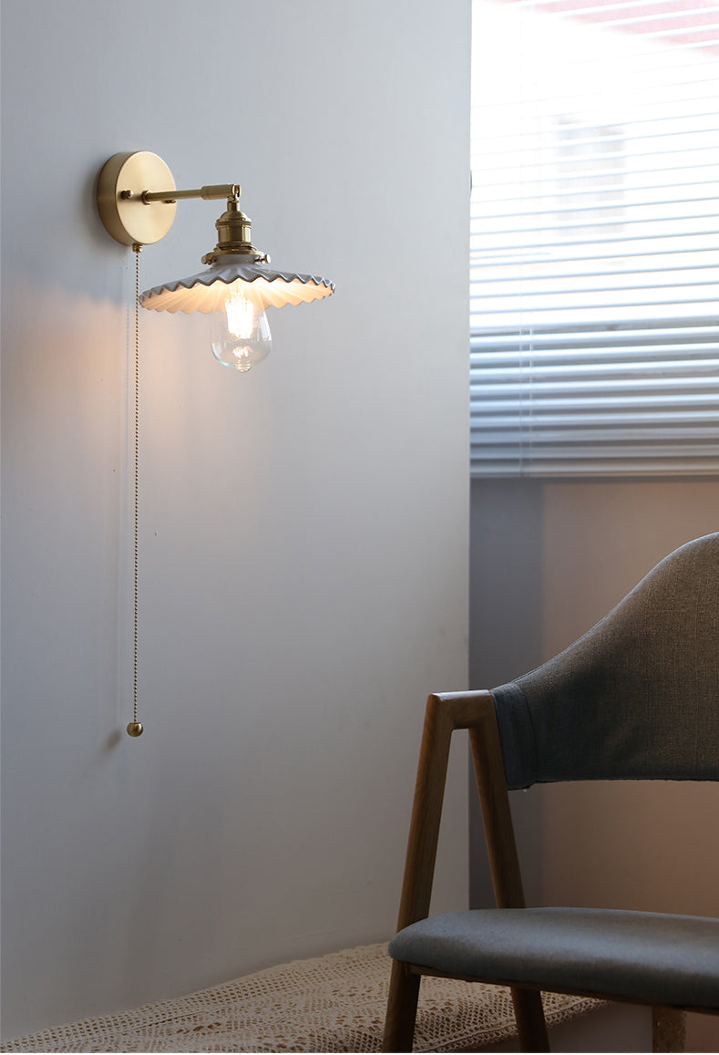 Witte keramische koperen wandlamp schans - 209ST