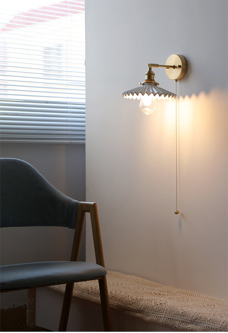 Witte keramische koperen wandlamp schans - 208ST