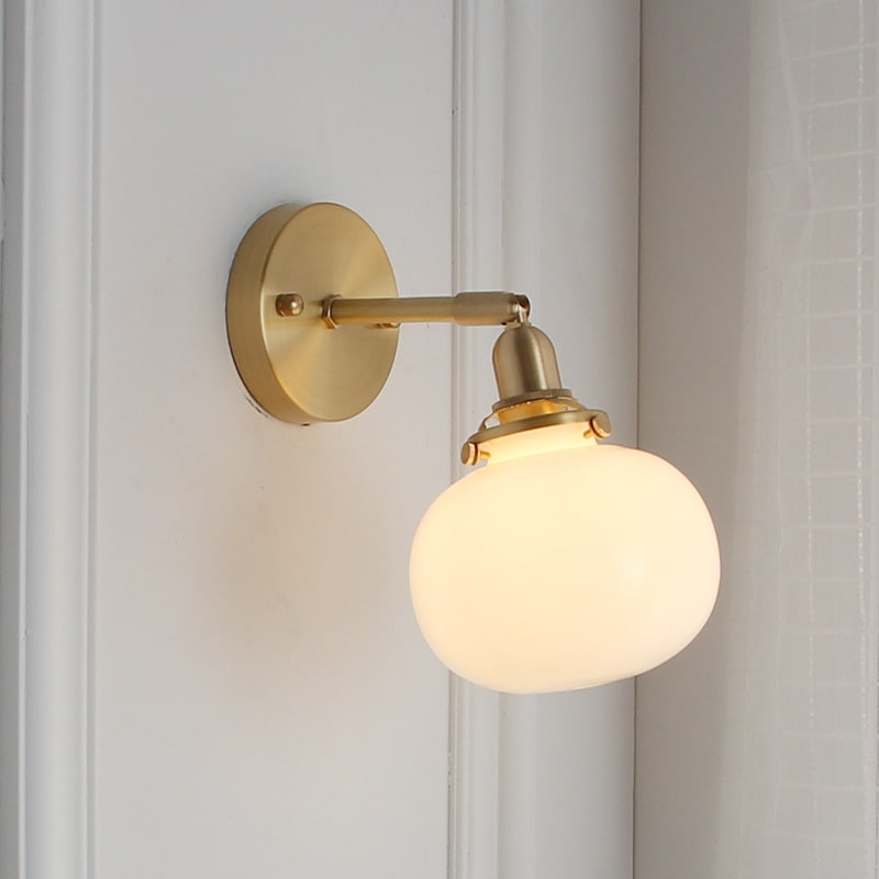 Geribbelde Globe Glas Messing Wandlamp - 220GBWL