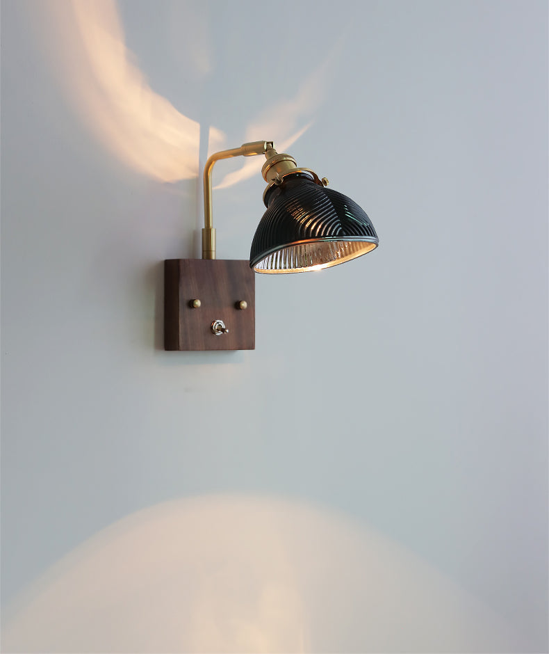 Glazen Wandlamp Met Houten Plaat - 105WL