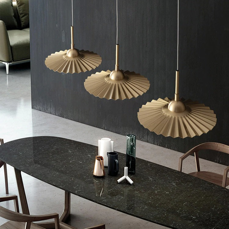 Gecanneleerde messing kristallen hanglamp - 104CL