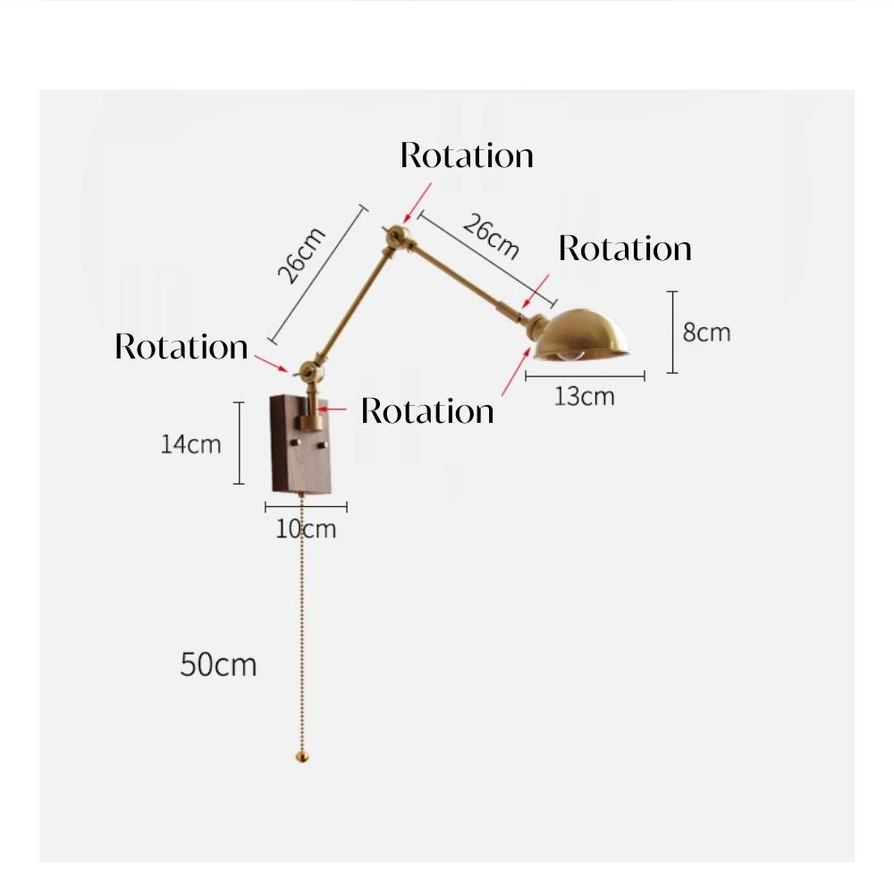Messing Wandlamp Met Houten Plaat - 106WL