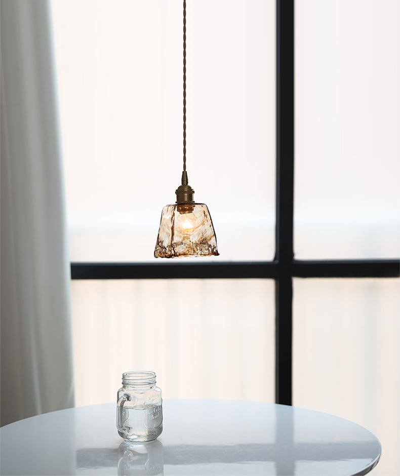 Amberkleurige glazen hanglamp - 209GPL