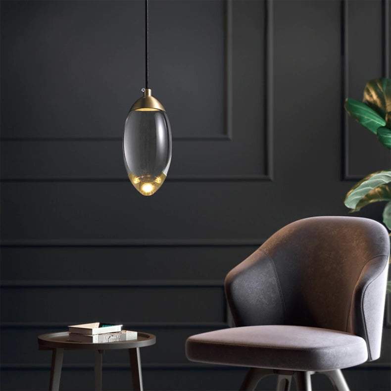 Eivormige messing kristallen hanglamp - 102CL