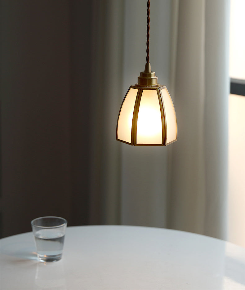 Hanglamp van wit messing glas - 216GPL