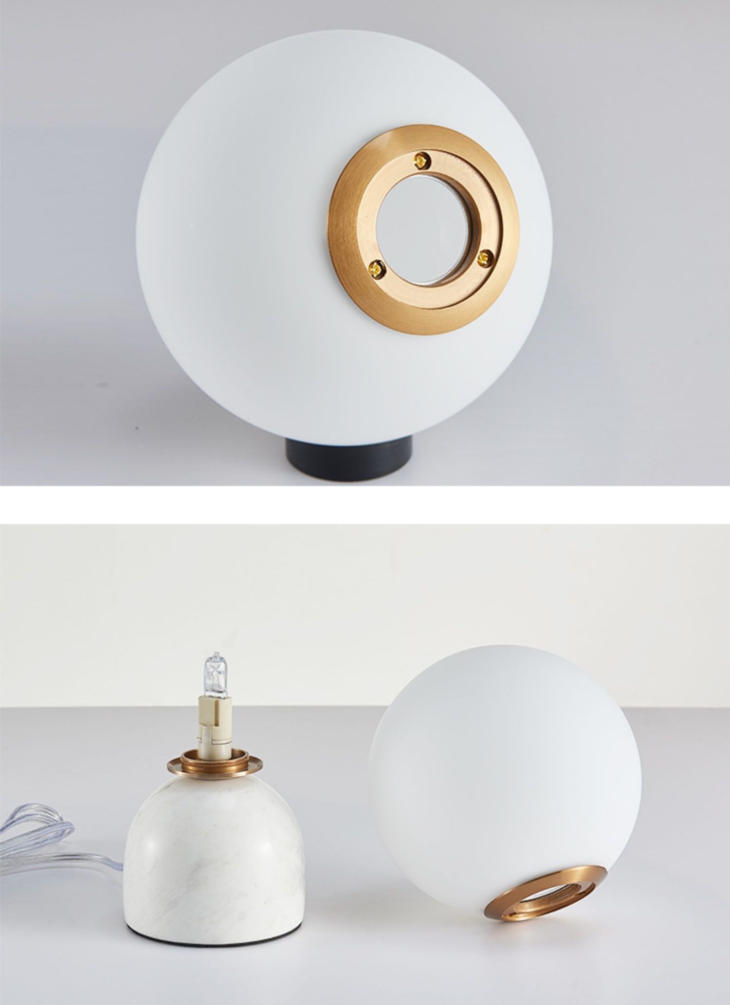 Marmeren tafelbollamp