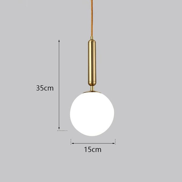 Hanglamp van wit matglas en messing - 204GPL