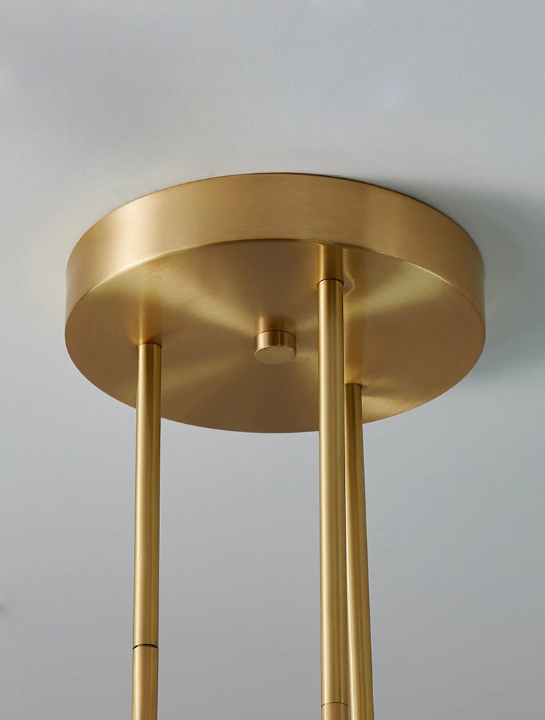 Messing Kroonluchter Met Wit Frosted Globes - 1CH5