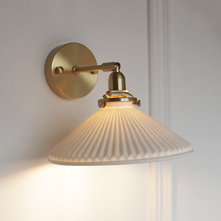 Witte keramische koperen wandlamp schans - 210ST
