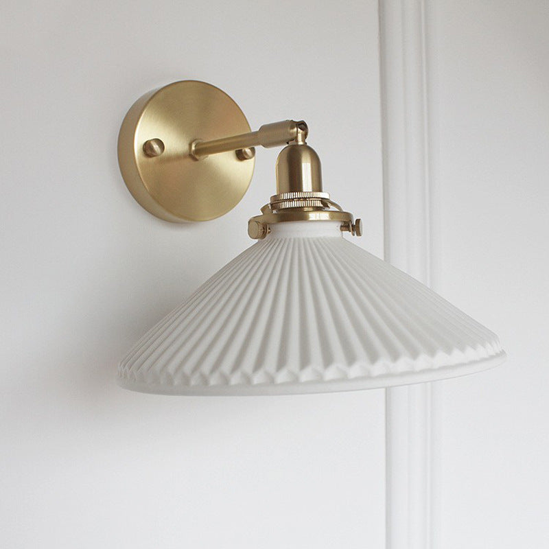 Witte keramische koperen wandlamp schans - 210ST