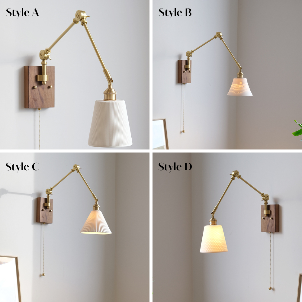 Hout Glas Keramiek Wandlamp - 122WL