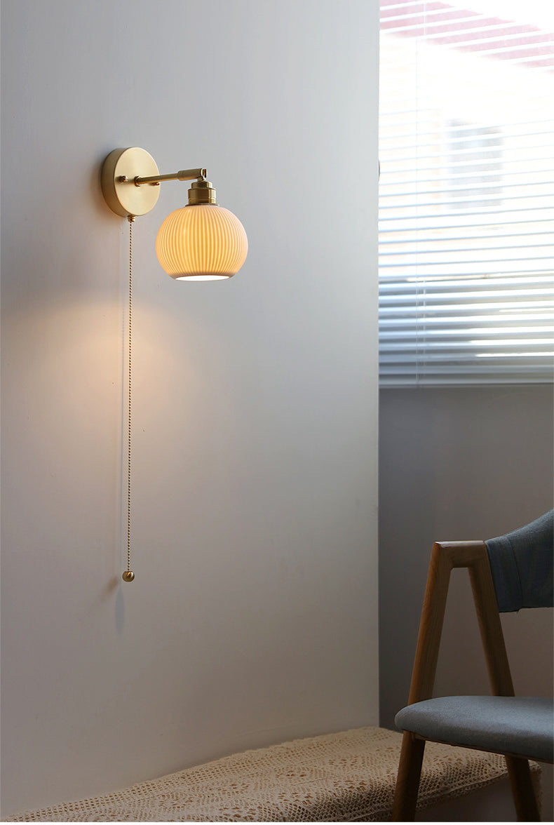 Witte keramische koperen wandlamp schans - 209ST