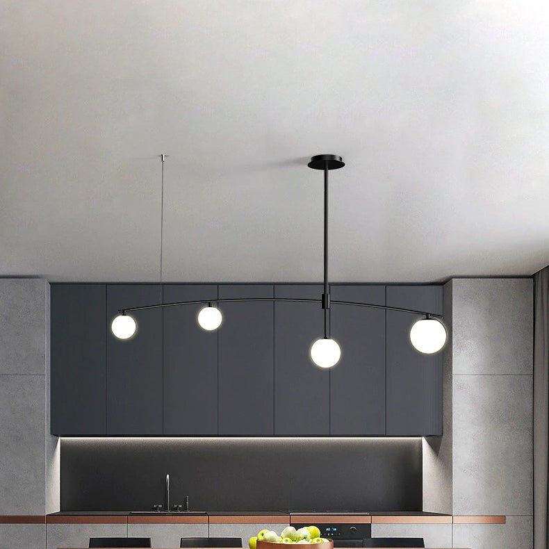 Zwarte moderne kroonluchter met matte bollen - 1LCH3