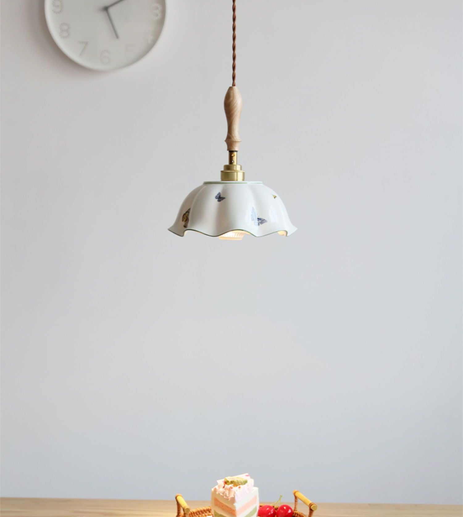 Bloem Keramiek Houten Hanglamp - 115PL
