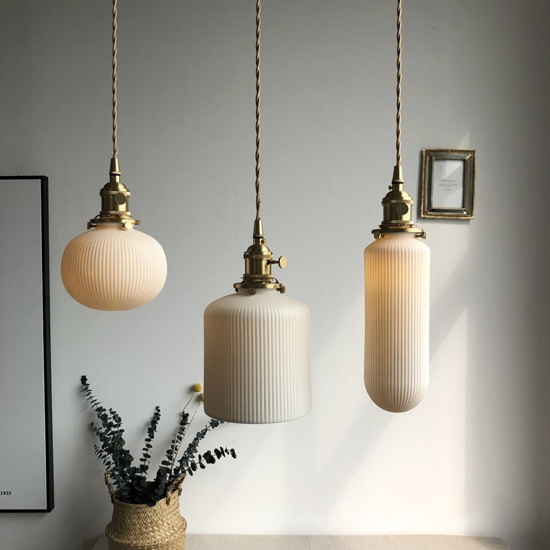 Lampada a sospensione in ceramica scanalata - 111PL