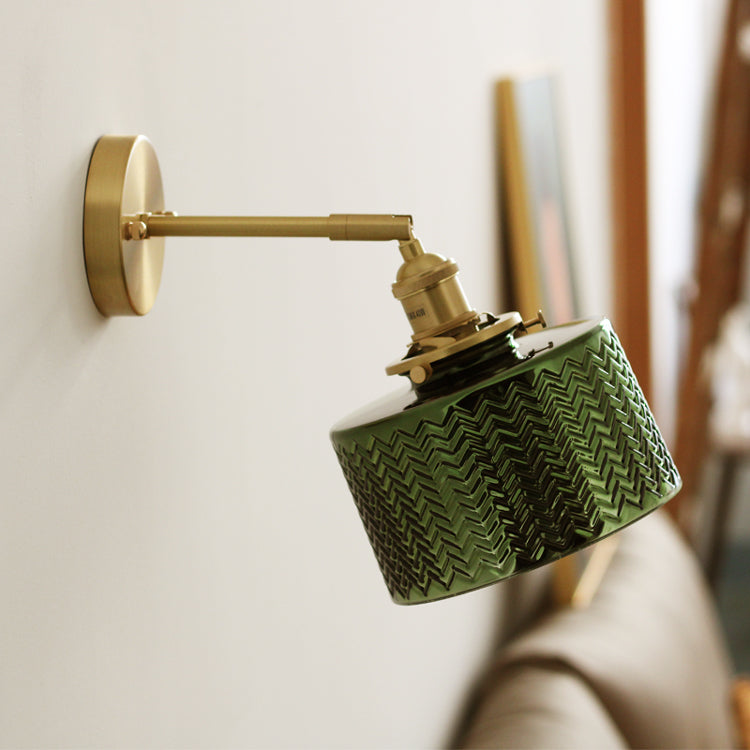 Groen glazen messing wandlamp - 232GBWL