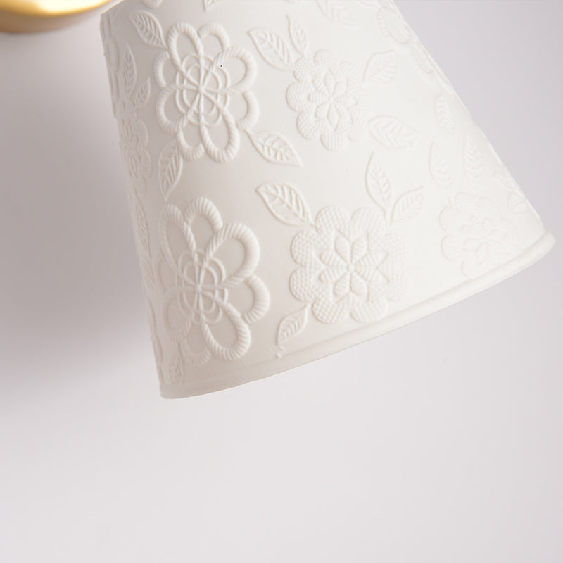 Bloem witte keramische wandlamp - 209ST