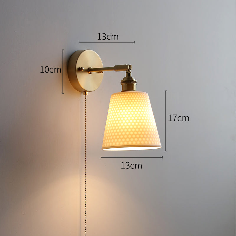 Witte keramische koperen wandlamp schans - 209ST