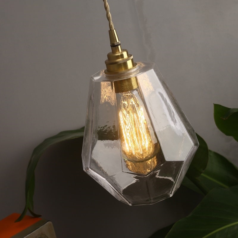 Octagon helder glazen hanglamp - 220GPL