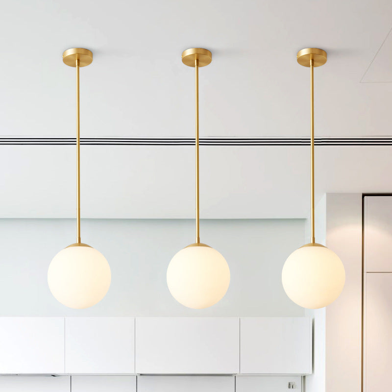 Hanglamp van wit matglas en messing - 202GPL