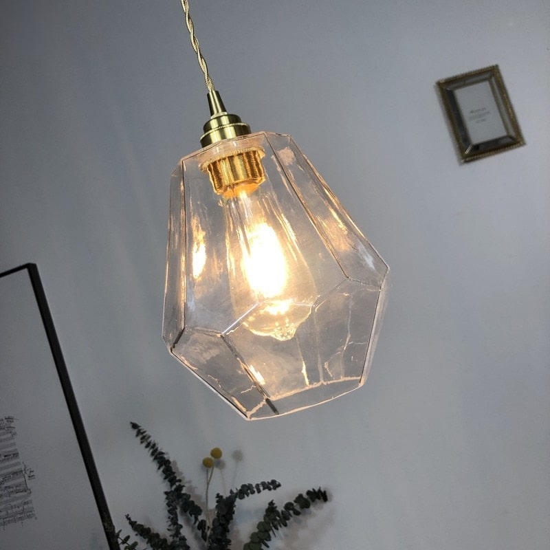 Octagon helder glazen hanglamp - 220GPL