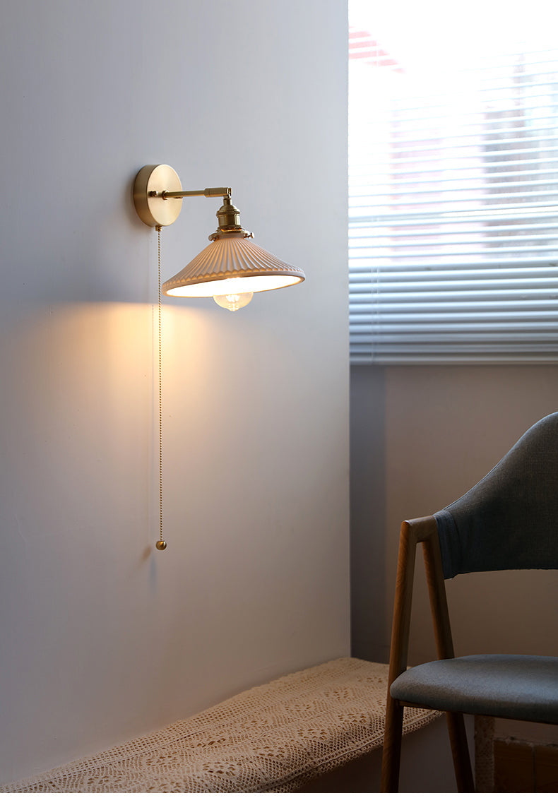 Witte keramische messing wandlamp schans - 208ST