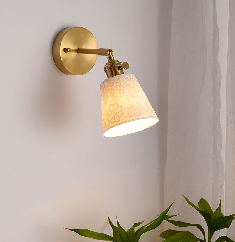 Bloem witte keramische wandlamp - 209ST