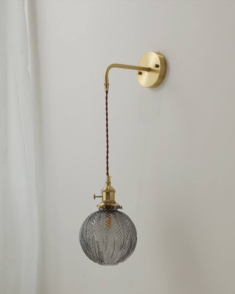 Messing wandlamp van verenglas - 205GBWL
